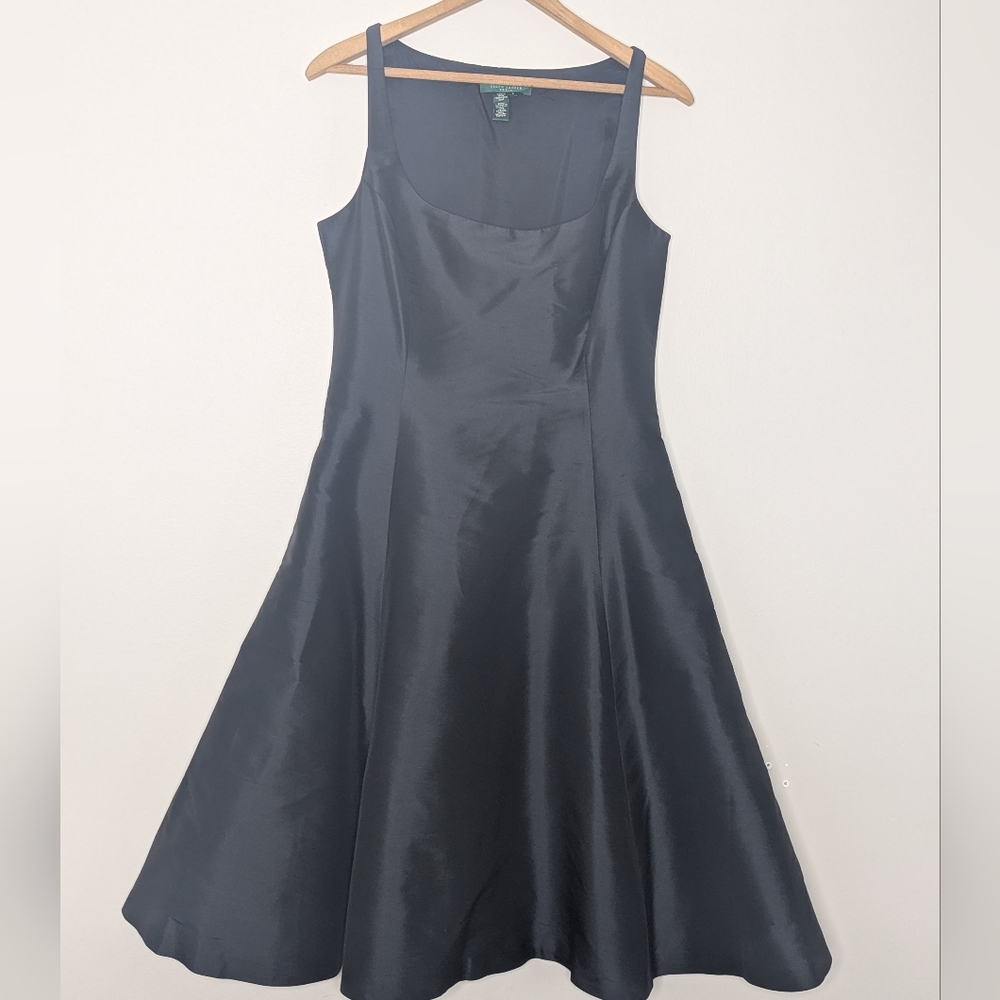 Lauren Ralph Lauren Silk Knee-Length Black Dress Women's Size 8 Semi-Formal - Picture 4 of 9